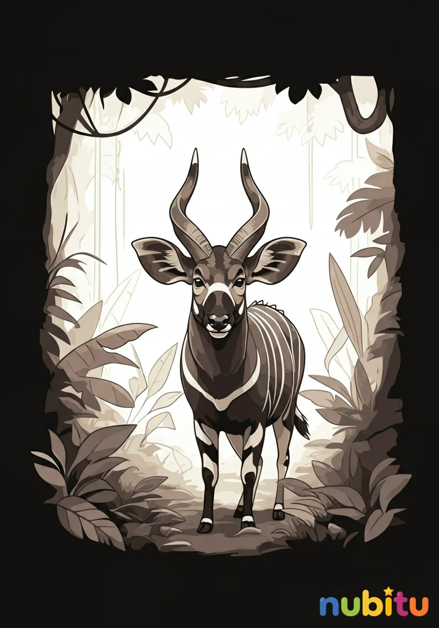 ¡aventura en la selva! descubre y colorea los fascinantes antílopes bongos 🌿