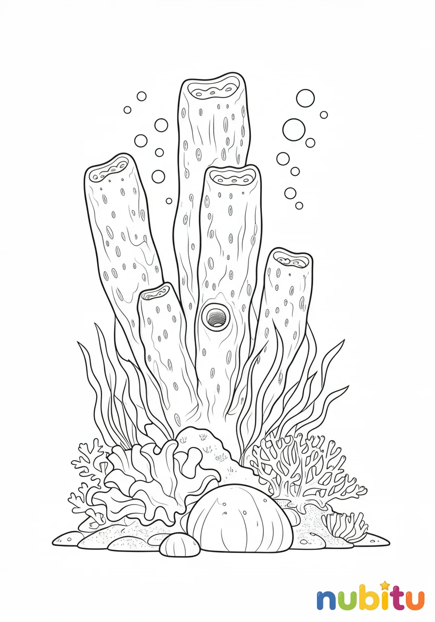 ¡sumérgete en la magia! descubre y colorea fascinantes esponjas tubos para pequeños artistas 🌊