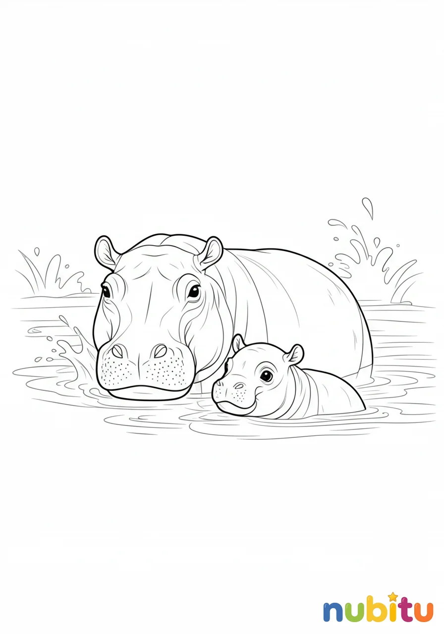 ¡sumérgete en la diversión! los más tiernos hipopótamos comunes te esperan 🖍️