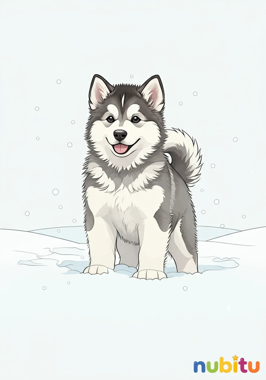 ¡aventura Ártica! 🐾 lindos y peludos malamutes de alaska para pequeños artistas 🎨