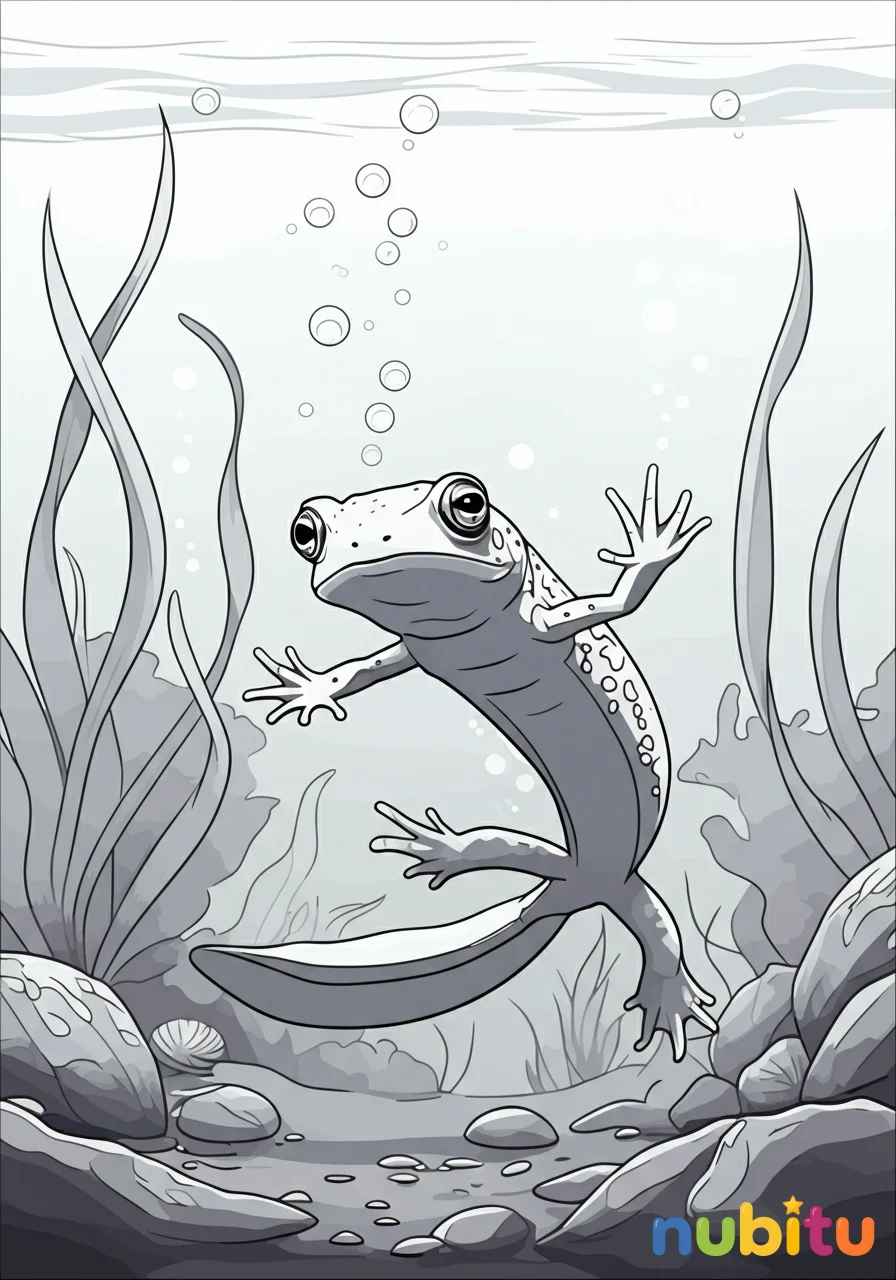 ¡aventuras acuáticas! descubre los fascinantes tritones palmeados para pequeños exploradores 🎨